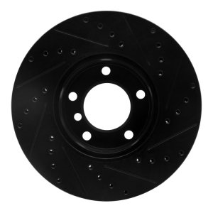 BMW 528i Brake Rotor (1) - Front Left - R1 Concepts - Drilled & Slotted - Black - `96-`03
